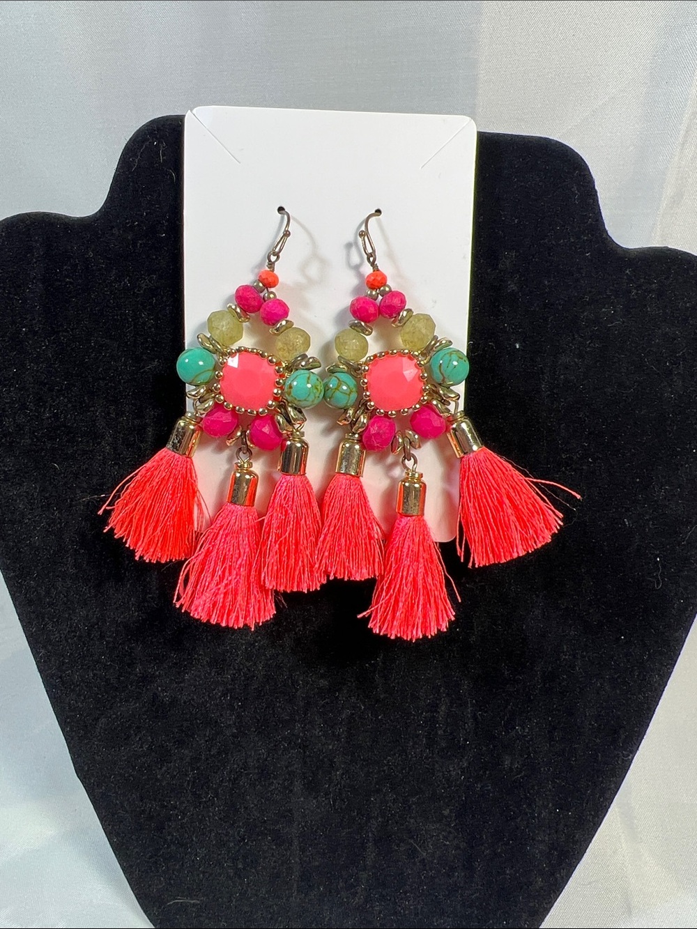 Lilly Pulitzer Coral Pink Tassel Cluster Earrings